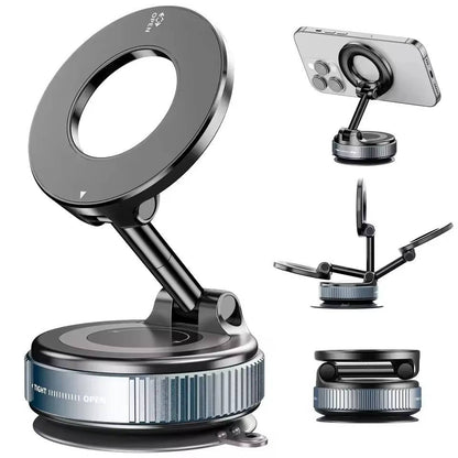 Magnetic Car Phone Mount with Twist Lock Suction and 360 Degree Foldable Arm