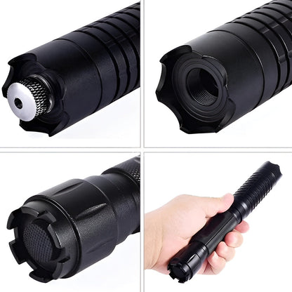 Tactical Flashlight With Integrated Green Laser Sight And Zoomable Beam