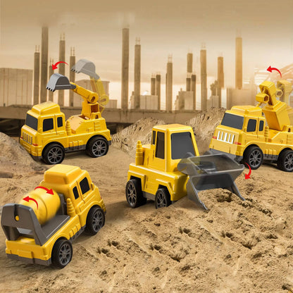 Construction Truck Set with Carrier Trailer and Friction Mini Vehicles, Lights for Ages 3+
