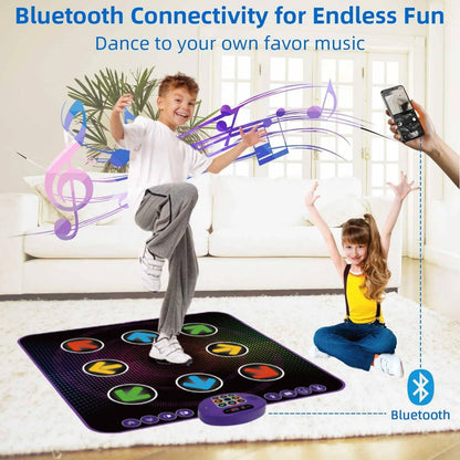 Kids Dance Mat with Light-Up Touch Pads and Bluetooth Music for Ages 3 to 12