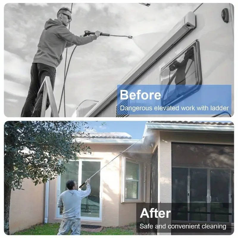 Power Washer Extension Wands 4000 PSI Telescoping For Gutter Roof Wall Cleaning
