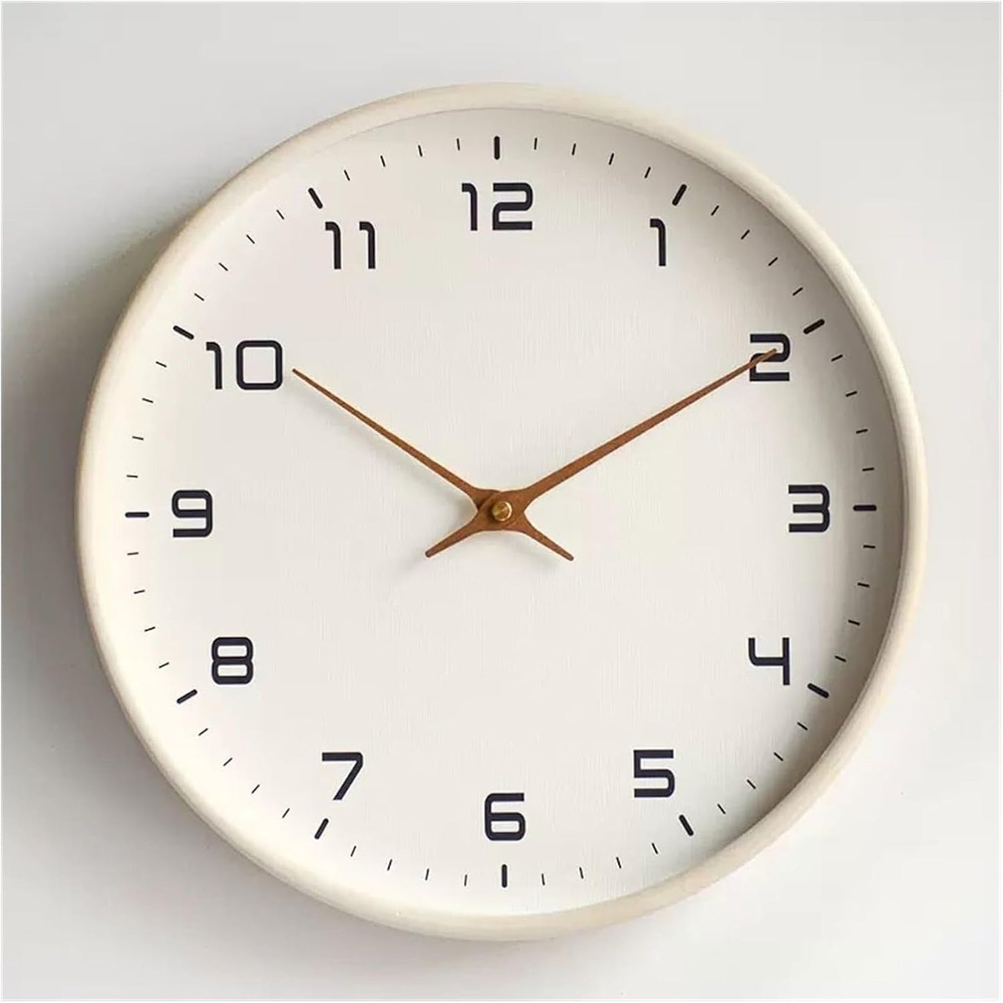 10-Inch Wooden Wall Clock with Silent Sweep and Slim Minimal Frame, Ready to Hang