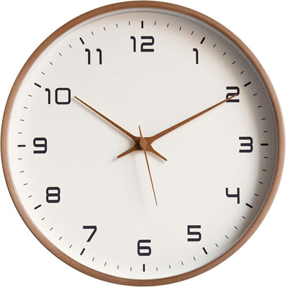 10-Inch Wooden Wall Clock with Silent Sweep and Slim Minimal Frame, Ready to Hang