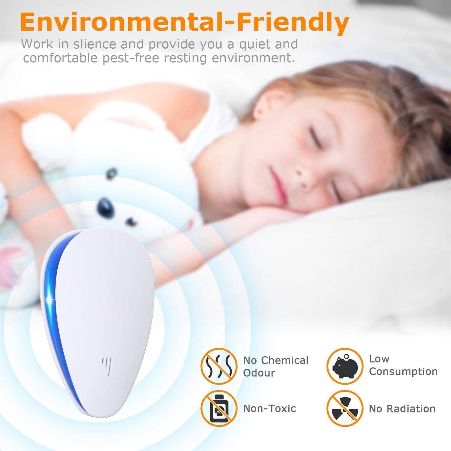 Ultrasonic Pest Repeller with Silent Operation and 1600 Sqft Coverage, Plug-In