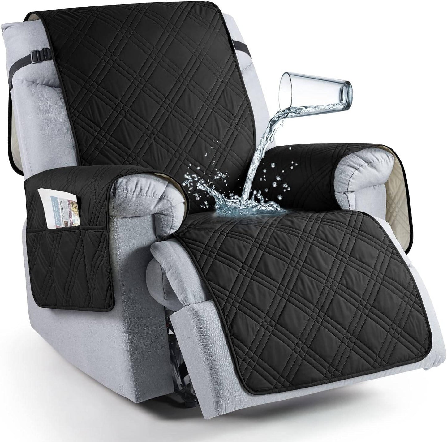 Recliner Chair Covers Waterproof Machine-Washable Non-Slip Elastic Skirt