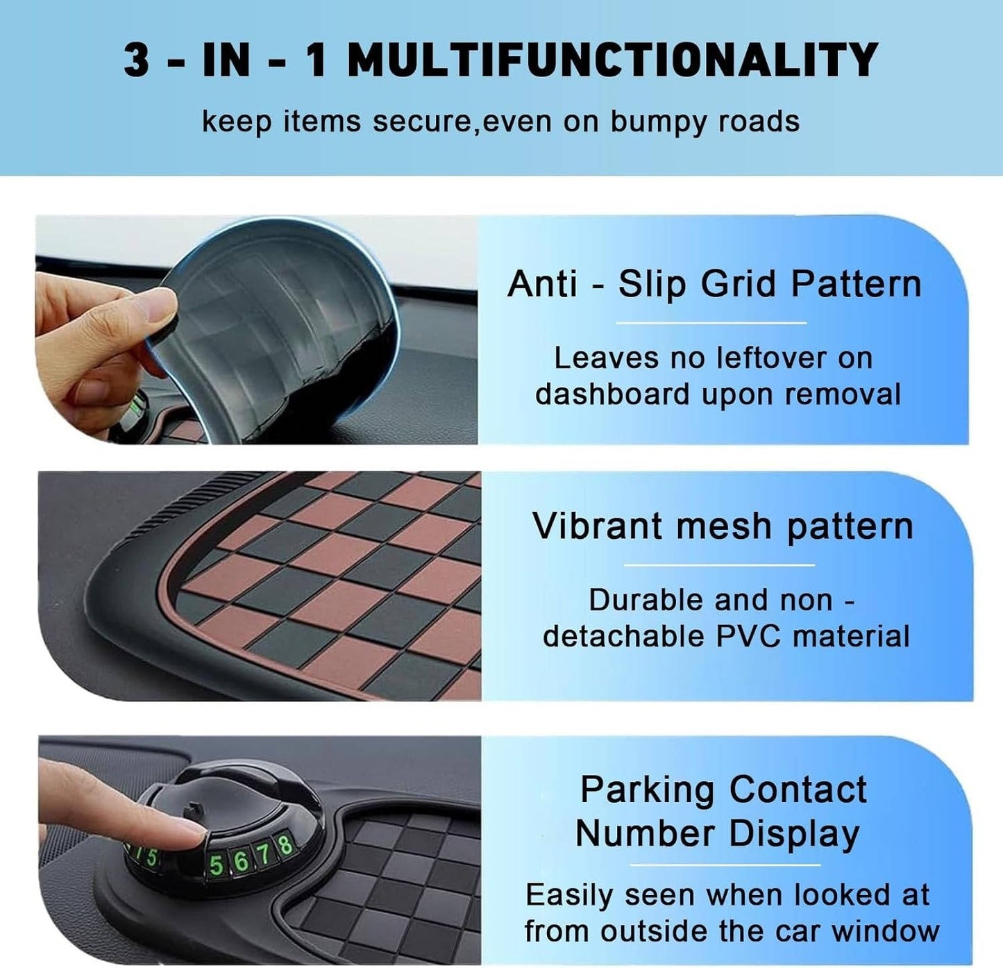 Car Phone Mount For Dashboard And Windshield With Adjustable Grip
