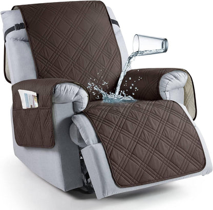 Recliner Chair Covers Waterproof Machine-Washable Non-Slip Elastic Skirt