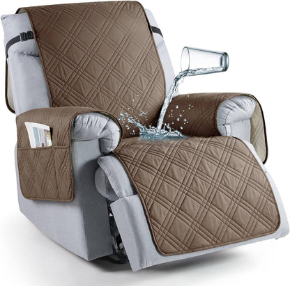 Recliner Chair Covers Waterproof Machine-Washable Non-Slip Elastic Skirt