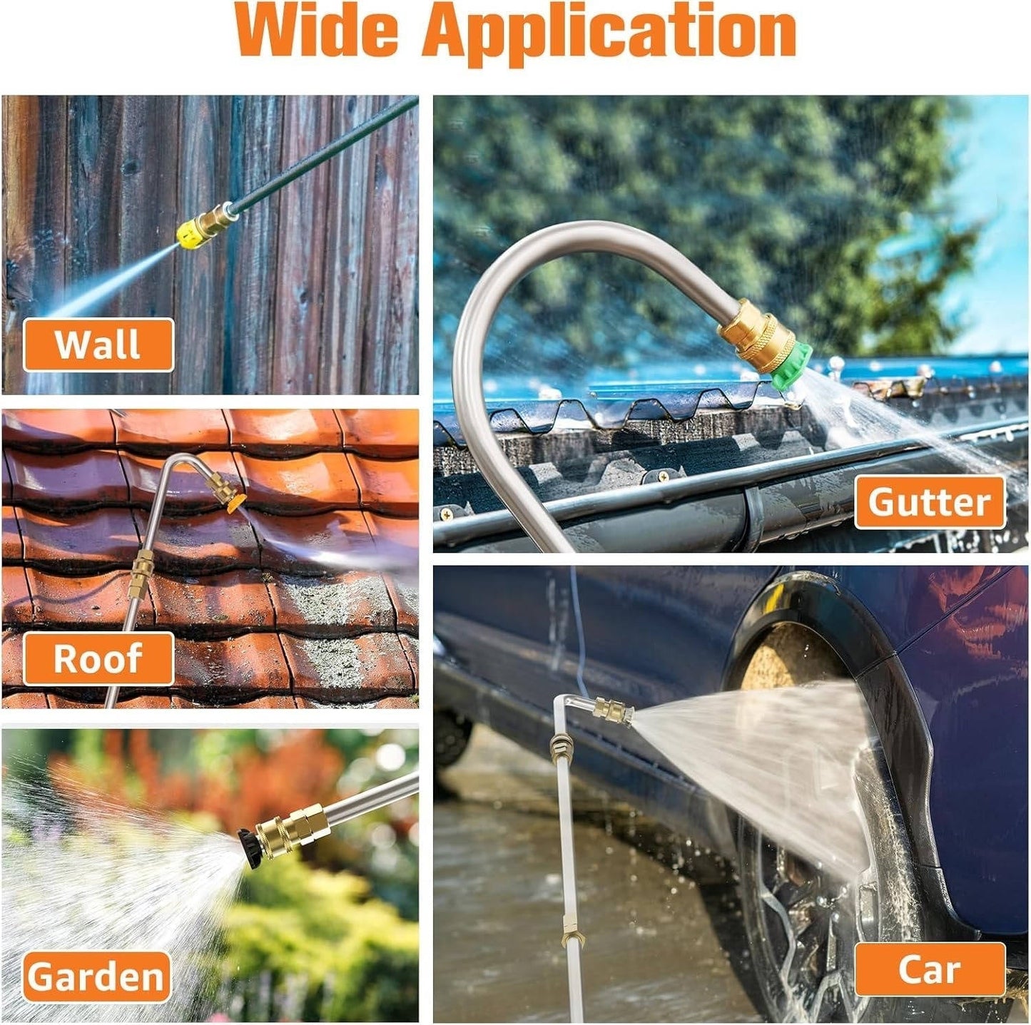 Power Washer Extension Wands 4000 PSI Telescoping For Gutter Roof Wall Cleaning