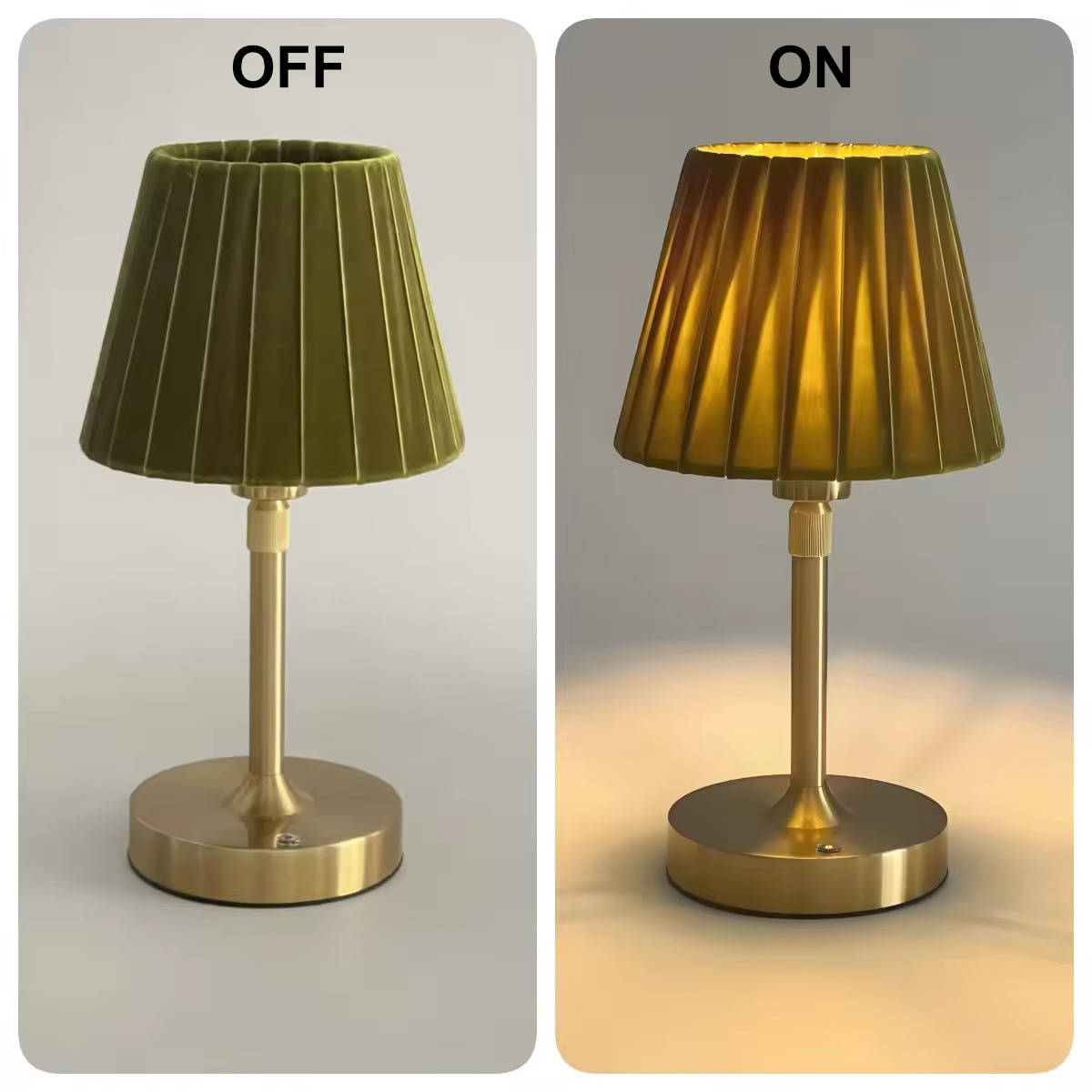 Rechargeable Table Lamp with Touch Dimmer and Velvet Shade, 13-15 Hour Battery Life