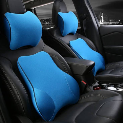 Lumbar Support Pillow with Neck Pad and Breathable Memory Foam for Car Seats