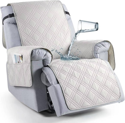 Recliner Chair Covers Waterproof Machine-Washable Non-Slip Elastic Skirt