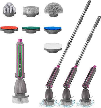 Cordless Spin Scrubber with Telescoping Handle and 7 Brush Heads, 120-Minute Runtime
