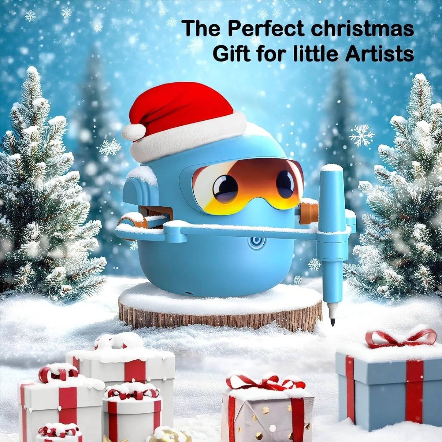 Drawing Robot for Kids with 100 Cards and 16 Washable Markers, Rechargeable STEM Toy