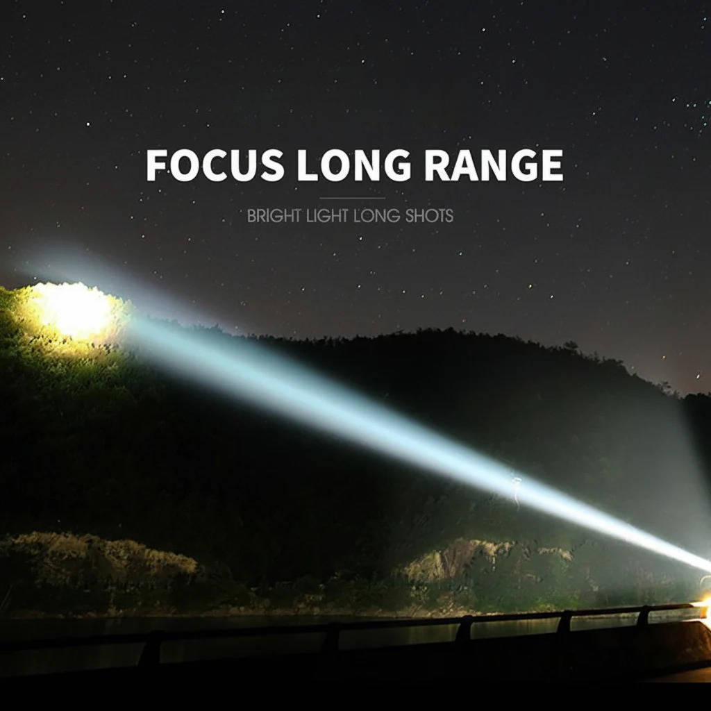 LED Flashlight with 4000 Lumen Output and Adjustable Zoom Beam, Rechargeable USB Port