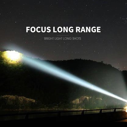 LED Flashlight with 4000 Lumen Output and Adjustable Zoom Beam, Rechargeable USB Port