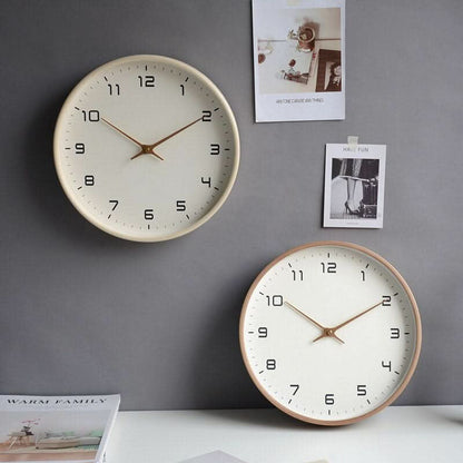 10-Inch Wooden Wall Clock with Silent Sweep and Slim Minimal Frame, Ready to Hang