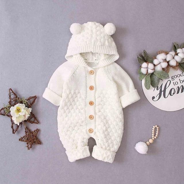 Winter Knitted Newborn Romper - Baby Bear Jumpsuit