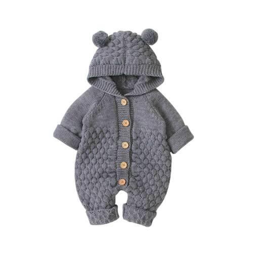 Winter Knitted Newborn Romper - Baby Bear Jumpsuit