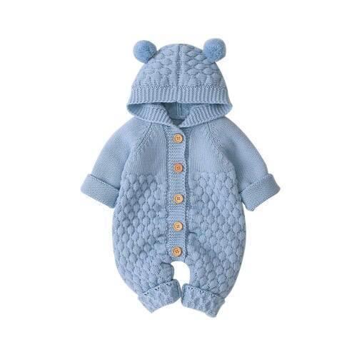 Winter Knitted Newborn Romper - Baby Bear Jumpsuit