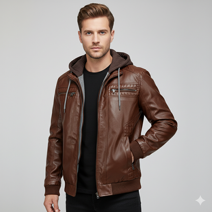 Veste en cuir homme – Blouson hiver avec Capuche