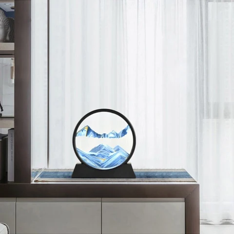 Sand Art Kinetic Moving Seascape Desk Display With Glass Frame