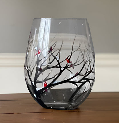 Wine Glasses Four Seasons Tree Hand-Painted Art Glassware Set