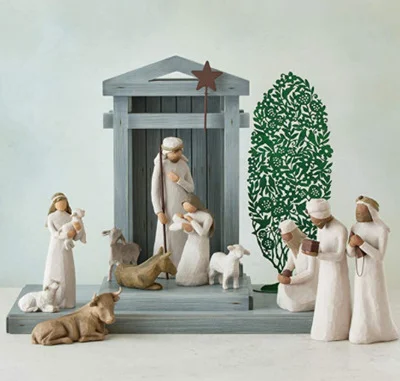 Nativity Set 20-Piece Hand-Painted Resin Figurines With Stable And Accessories