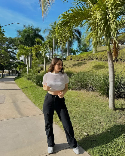 Cargo Pants With Adjustable Waist And Straight Leg Fit