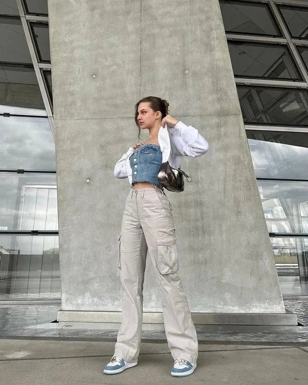 Cargo Pants With Adjustable Waist And Straight Leg Fit