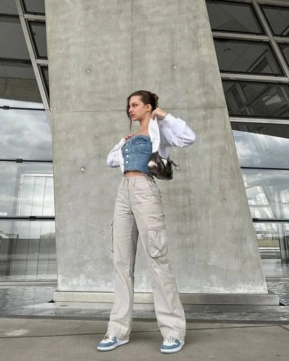 Cargo Pants With Adjustable Waist And Straight Leg Fit