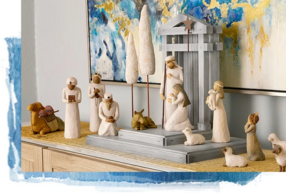 Nativity Set 20-Piece Hand-Painted Resin Figurines With Stable And Accessories