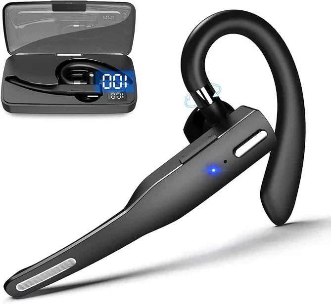 Bluetooth Headset Earpiece Wireless 5.1 Dual Mic Noise Cancelling For Truckers