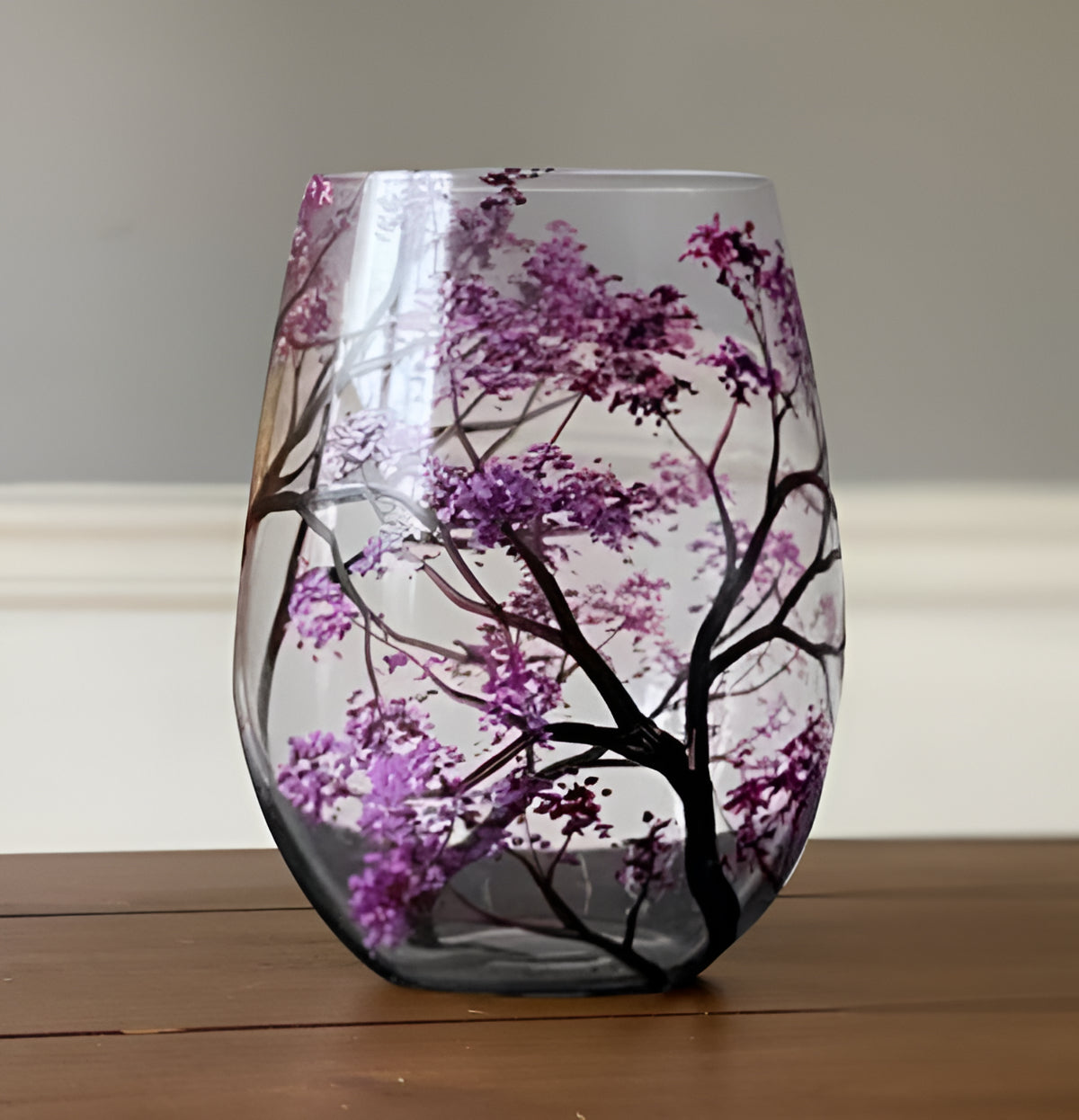 Wine Glasses Four Seasons Tree Hand-Painted Art Glassware Set