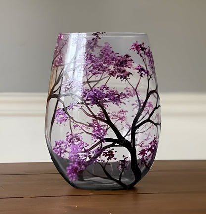 Wine Glasses Four Seasons Tree Hand-Painted Art Glassware Set