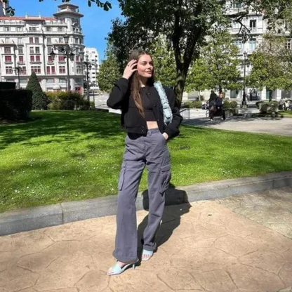 Cargo Pants With Adjustable Waist And Straight Leg Fit