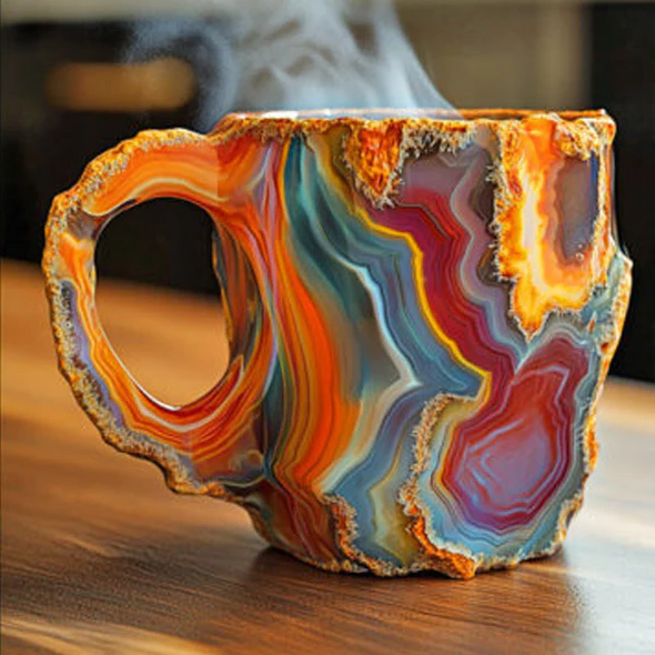 Coffee Mugs With Mineral Crystal Finish, New Elegant Everyday Drinkware
