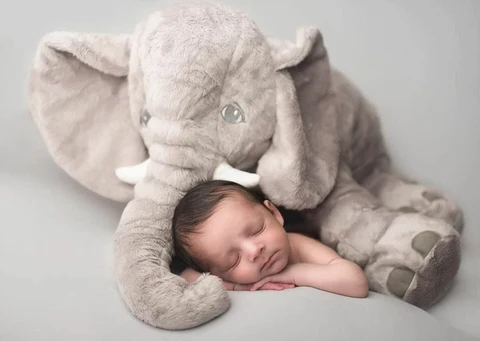 Cuddle Pillow Soft Plush Elephant Shaped For Baby Nursery Comfort