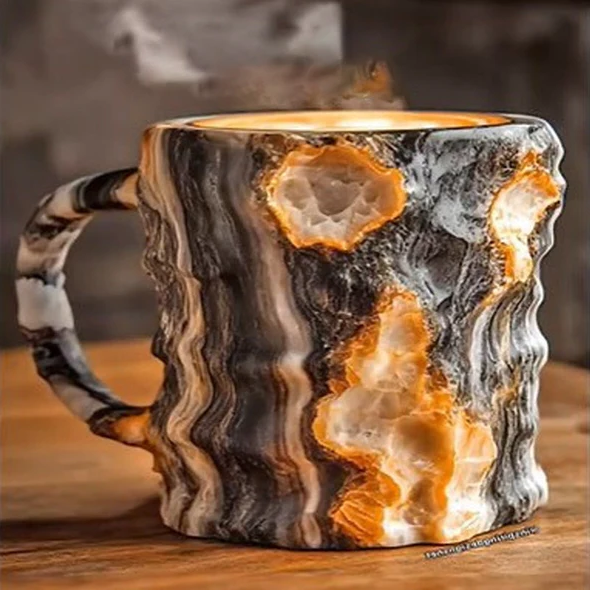 Coffee Mugs With Mineral Crystal Finish, New Elegant Everyday Drinkware