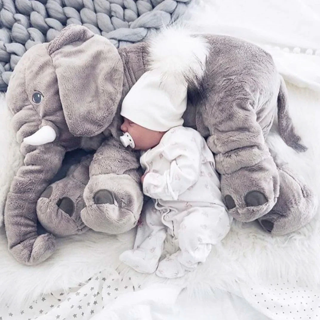 Cuddle Pillow Soft Plush Elephant Shaped For Baby Nursery Comfort