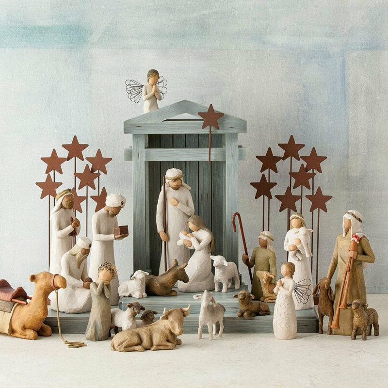 Nativity Set 20-Piece Hand-Painted Resin Figurines With Stable And Accessories