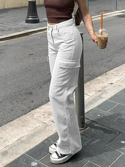 Cargo Pants With Adjustable Waist And Straight Leg Fit