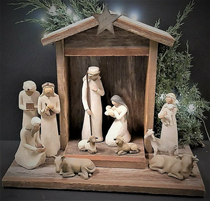 Nativity Set 20-Piece Hand-Painted Resin Figurines With Stable And Accessories