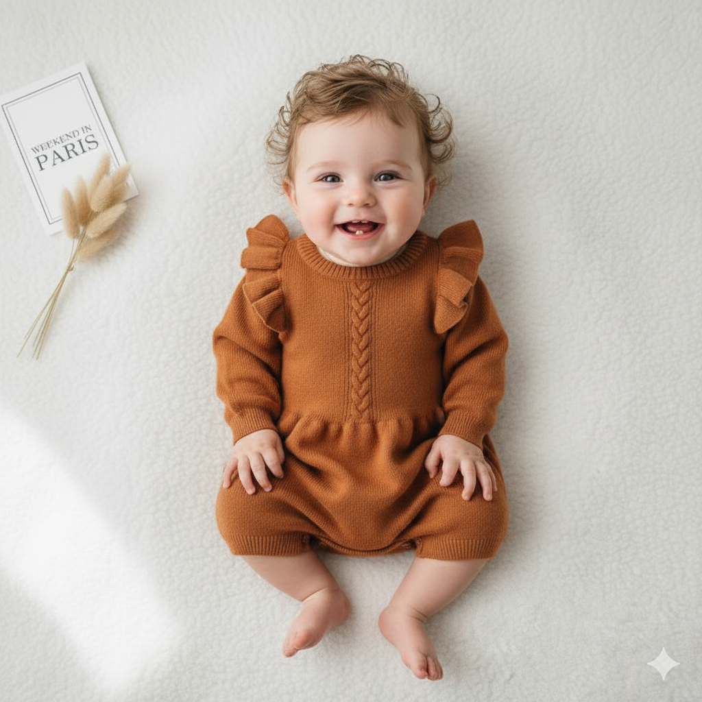 Baby Girl Knitted Winter Romper