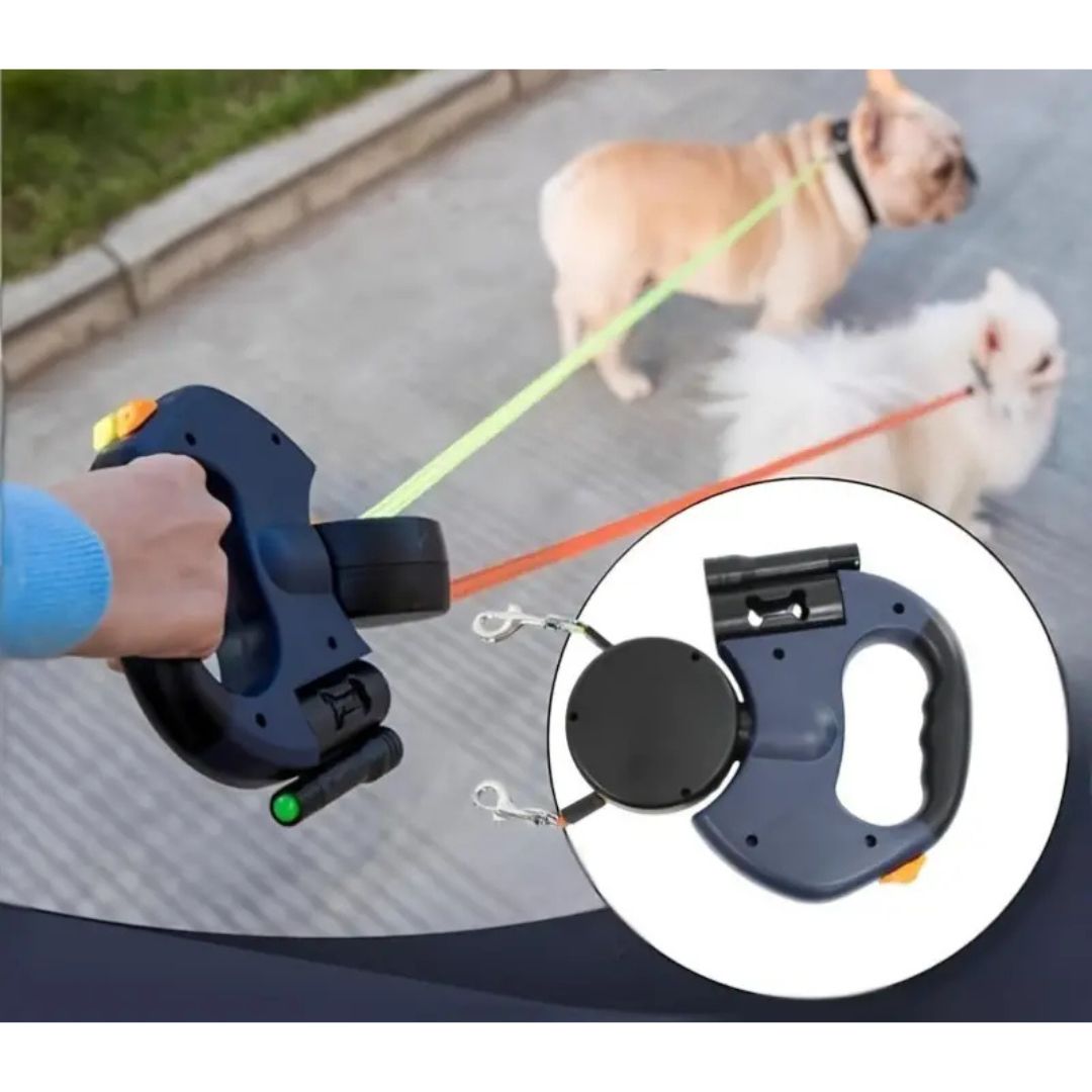 Double Dog Leash With Anti Tangle Swivel Clips And Padded Handle