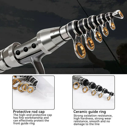 Fishing Rod And Reel Combo Telescopic Carbon Fiber For Saltwater And Freshwater