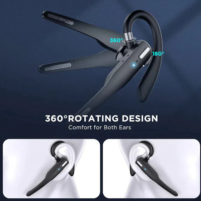 Bluetooth Headset Earpiece Wireless 5.1 Dual Mic Noise Cancelling For Truckers