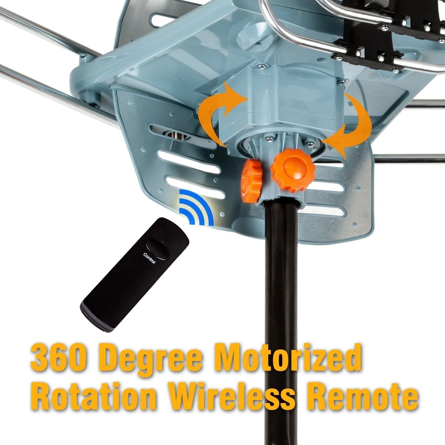 Digital HD TV Antenna Long-Range With 360-Degree Rotating Motor And Mounting Pole