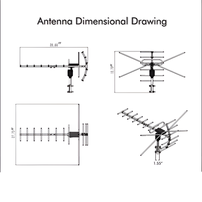 Digital Outdoor TV Antenna Extra Range 2025 360° Motor Free HD Channels