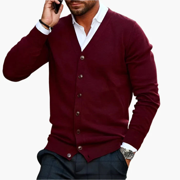 Men's V-Neck Button-Up Cardigan